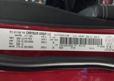 2013 Dodge Durango Citadel z USA, uszkodzony, nr VIN 1C4RDJEG5DC700558